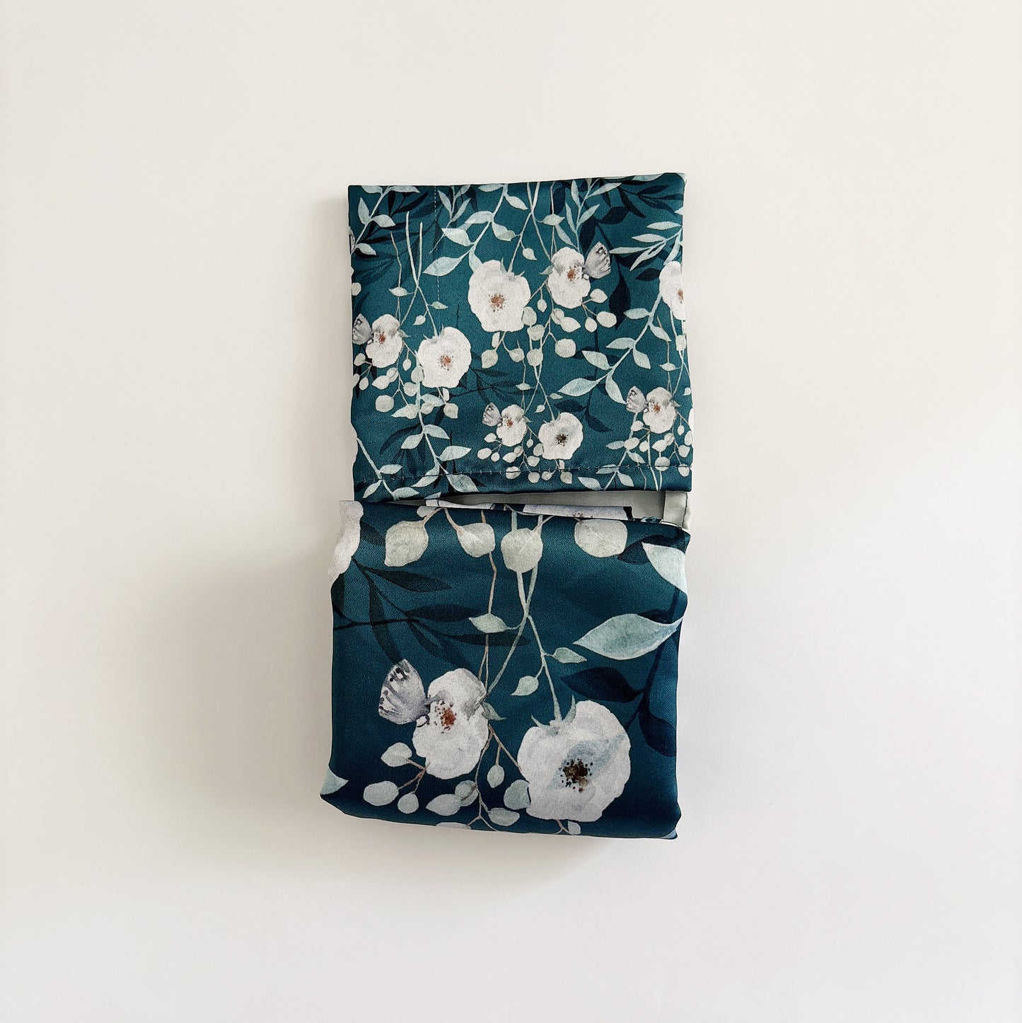 茶花與蝴蝶購物袋-S-藍綠