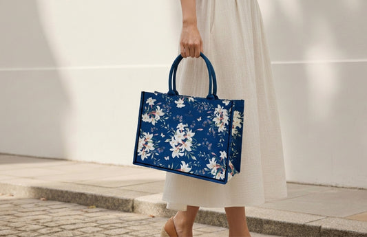 野百合花束 帆布手提大方包-夜空藍(新品）