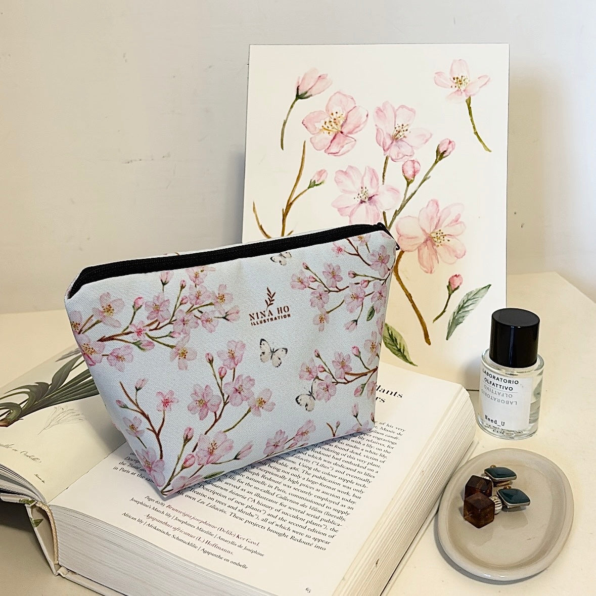 櫻之期盼化妝包-淡藍(新品)