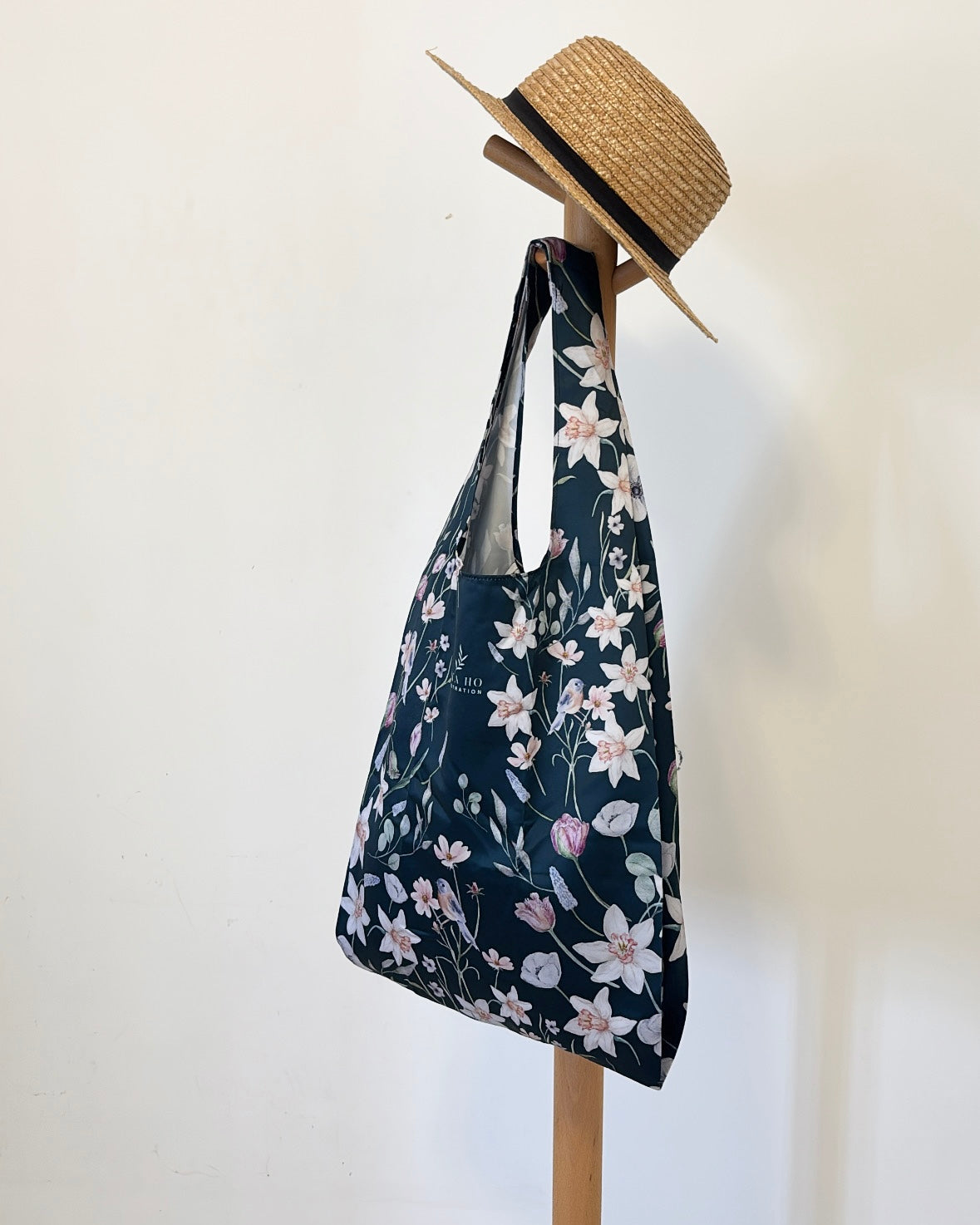 Flower Party Foldable Tote-L-Dark Blue