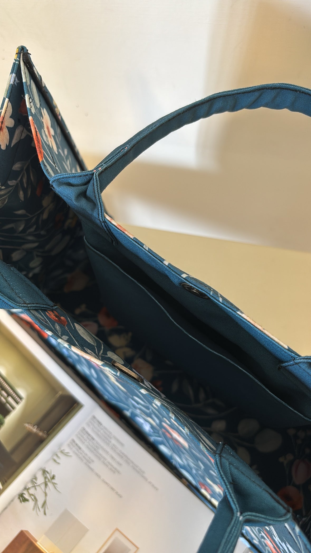 Floral Party Canvas Tote Bag - Deep Blue