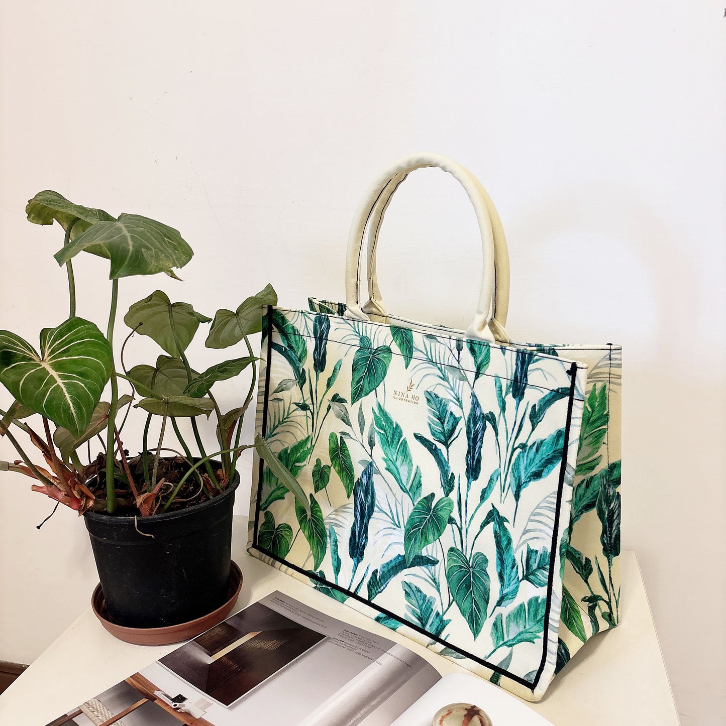 探索叢林 帆布手提大方包-嫩黃(新品)