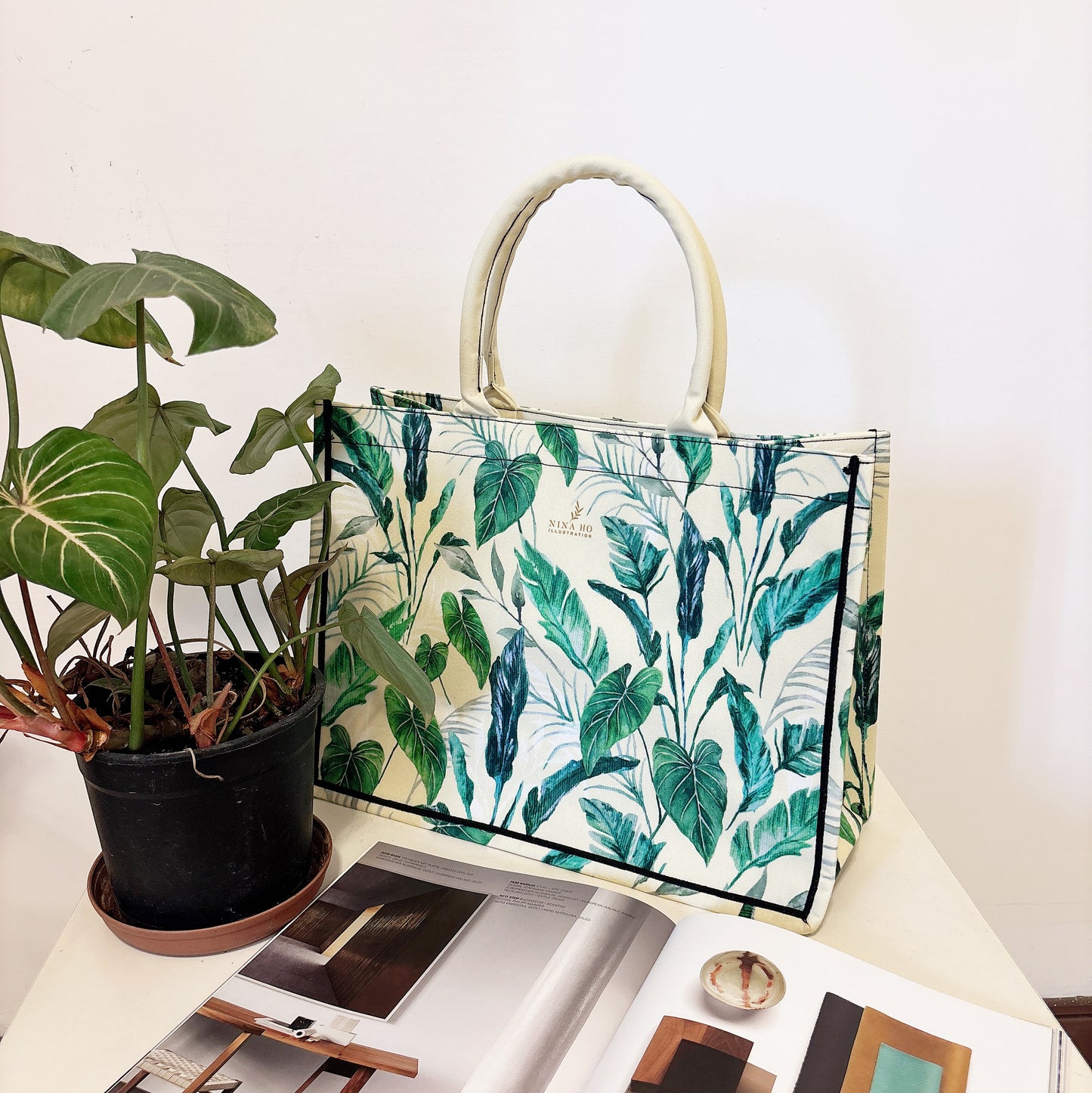 探索叢林 帆布手提大方包-嫩黃(新品)