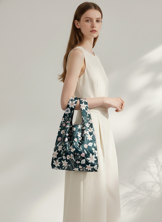 Daffodil and Robin Shopping Bag-S-Dark Blue Green