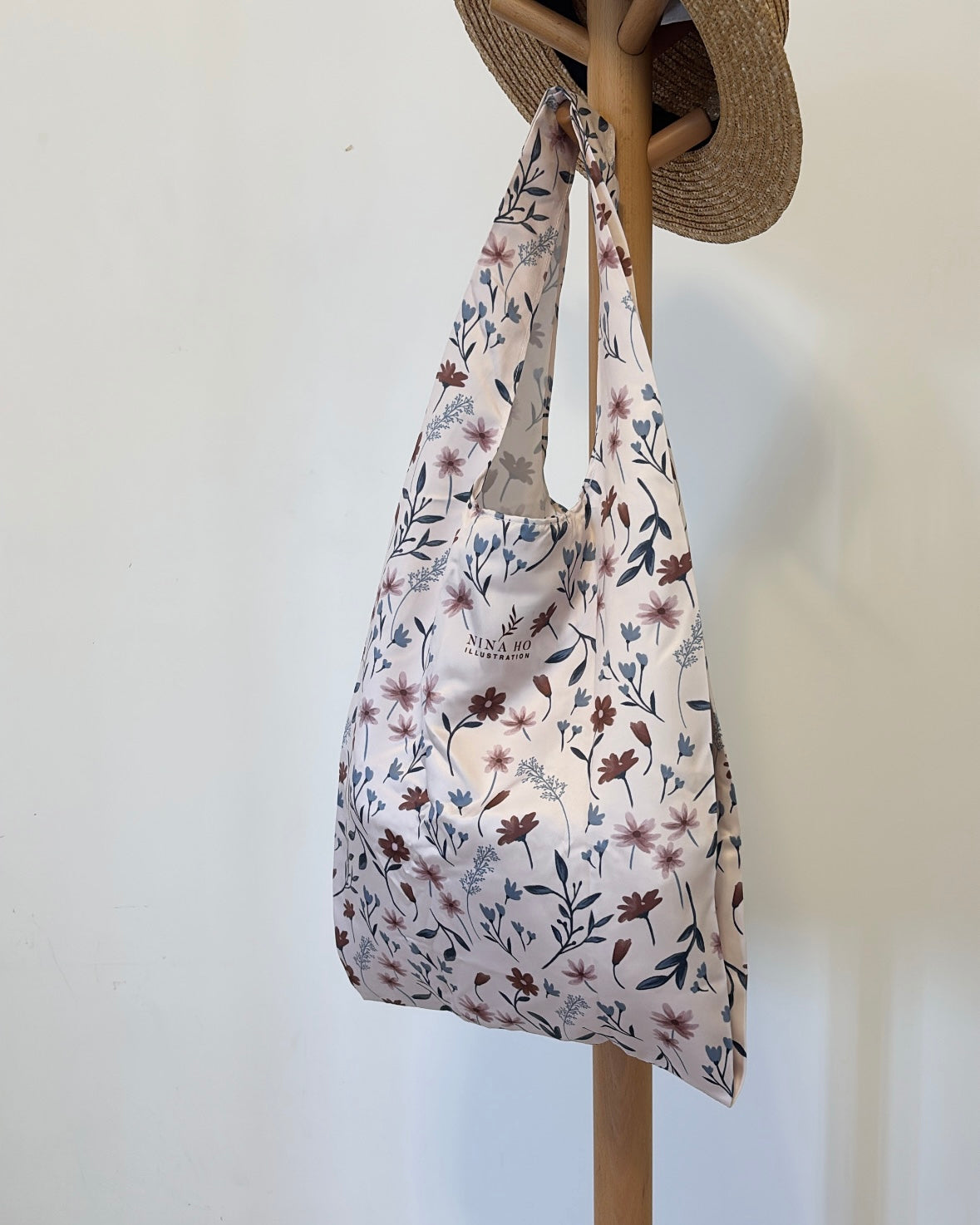 Flower Party Foldable Tote-L-Dark Blue